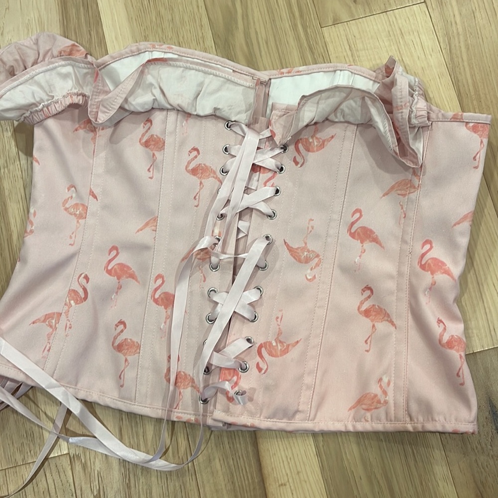 NWT- Pink Flamingo Corset Story Corset, UK 24 - Picture 10 of 14